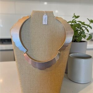 Matte Silver Scalloped Collar Necklace - Elegant Women’s Statement